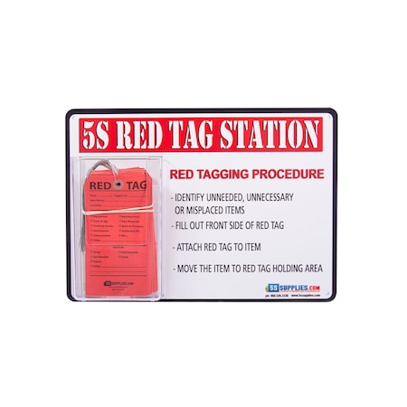 5S Supplies 5s Red Tag Station, 11 in W x Rectangle 5S-RDTAG-STN- SINGLE